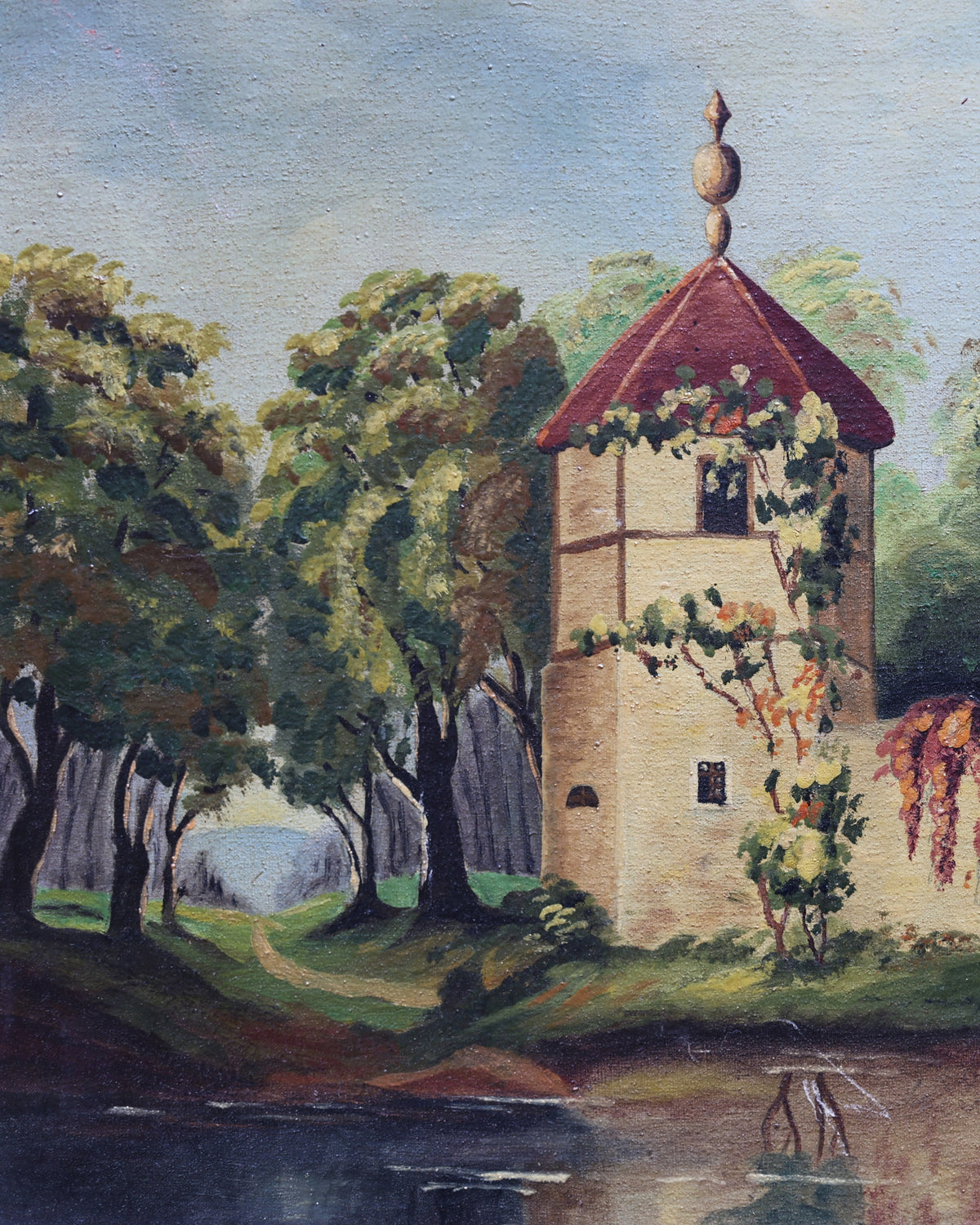 European Castle Landscape, Oil on Board-5