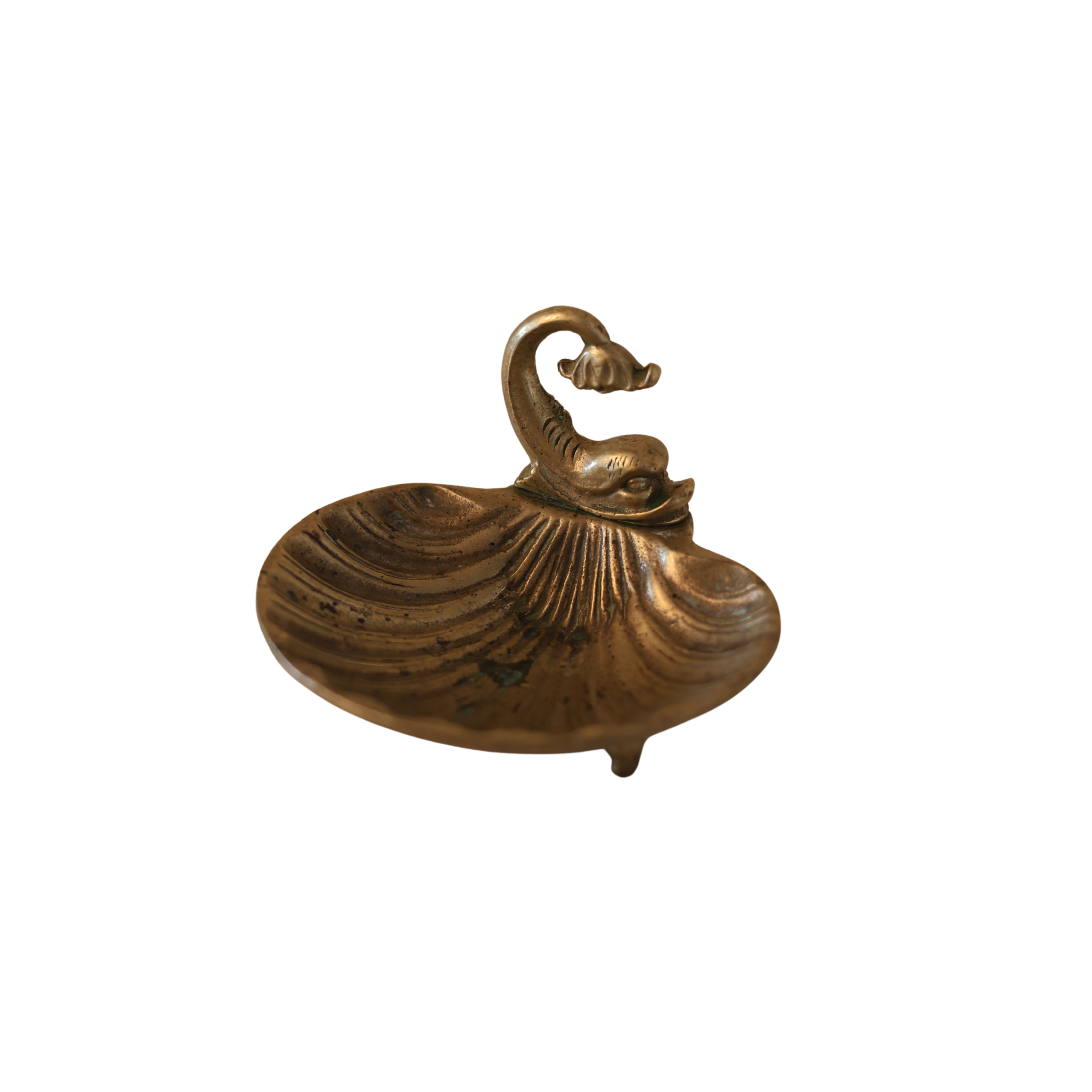 Figural Dolphin Brass Soap Dish