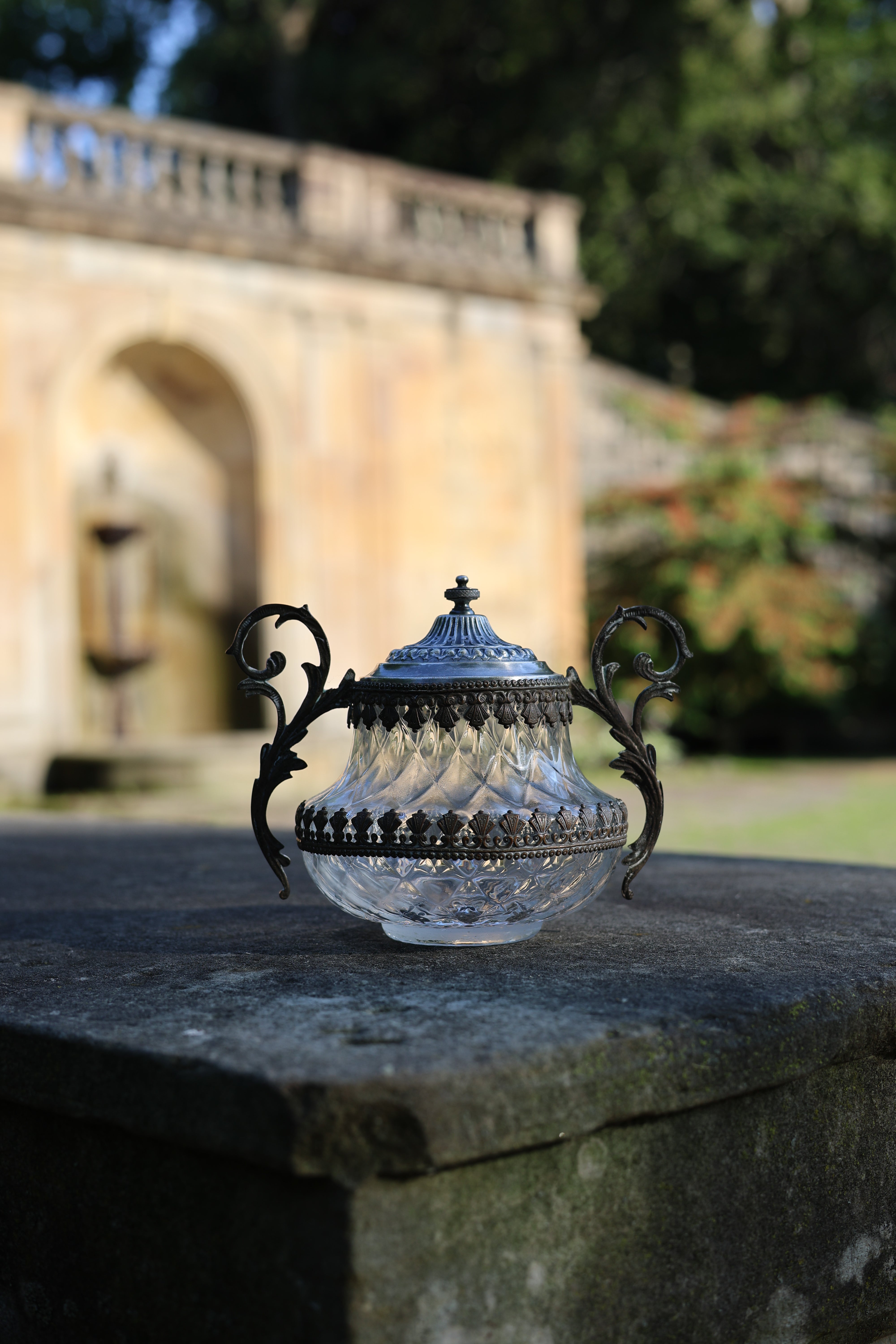Scrollwork Handle Glass Bonbon Dish