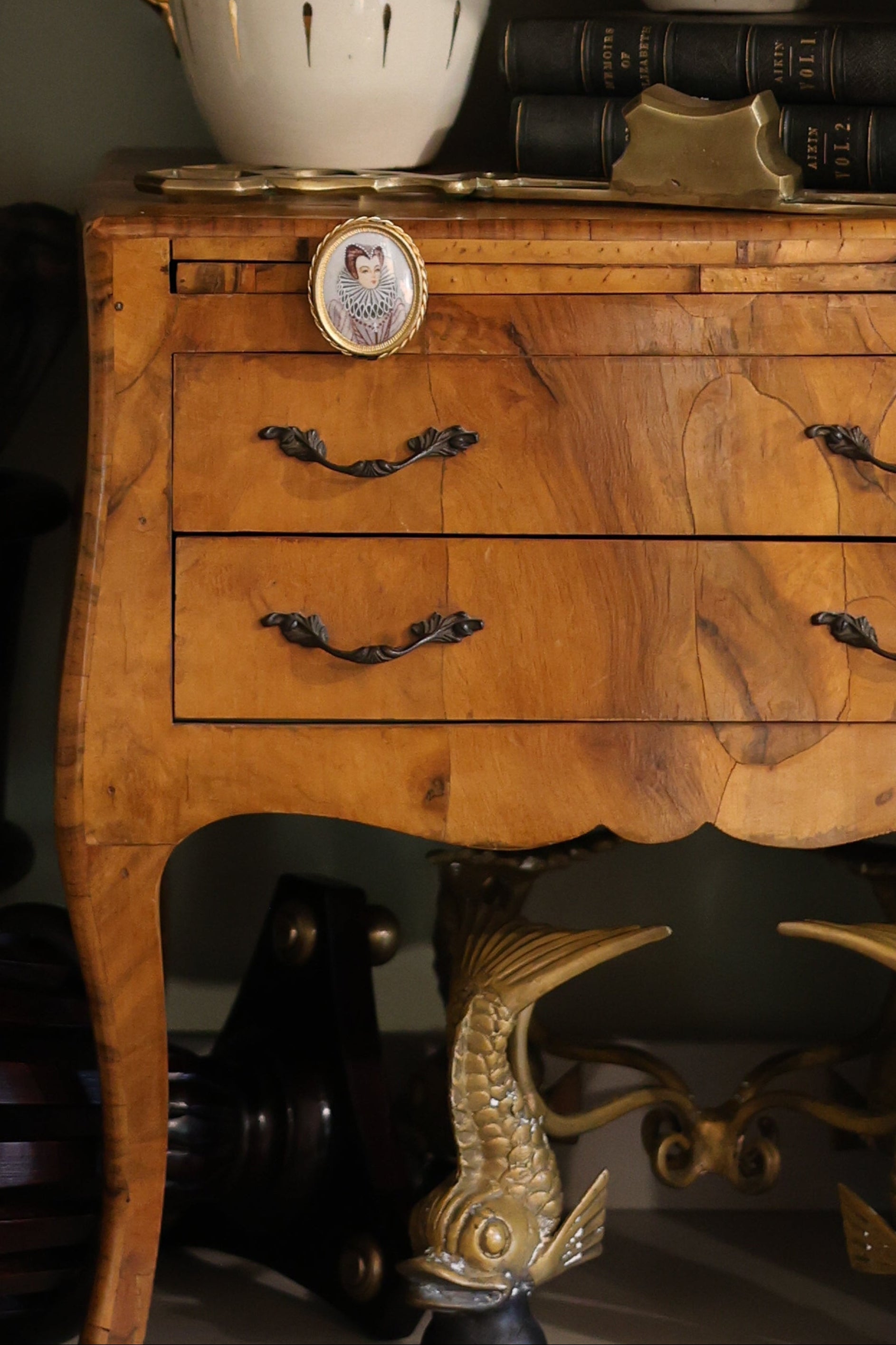 Miniature Bombé Chest with Writing Slide