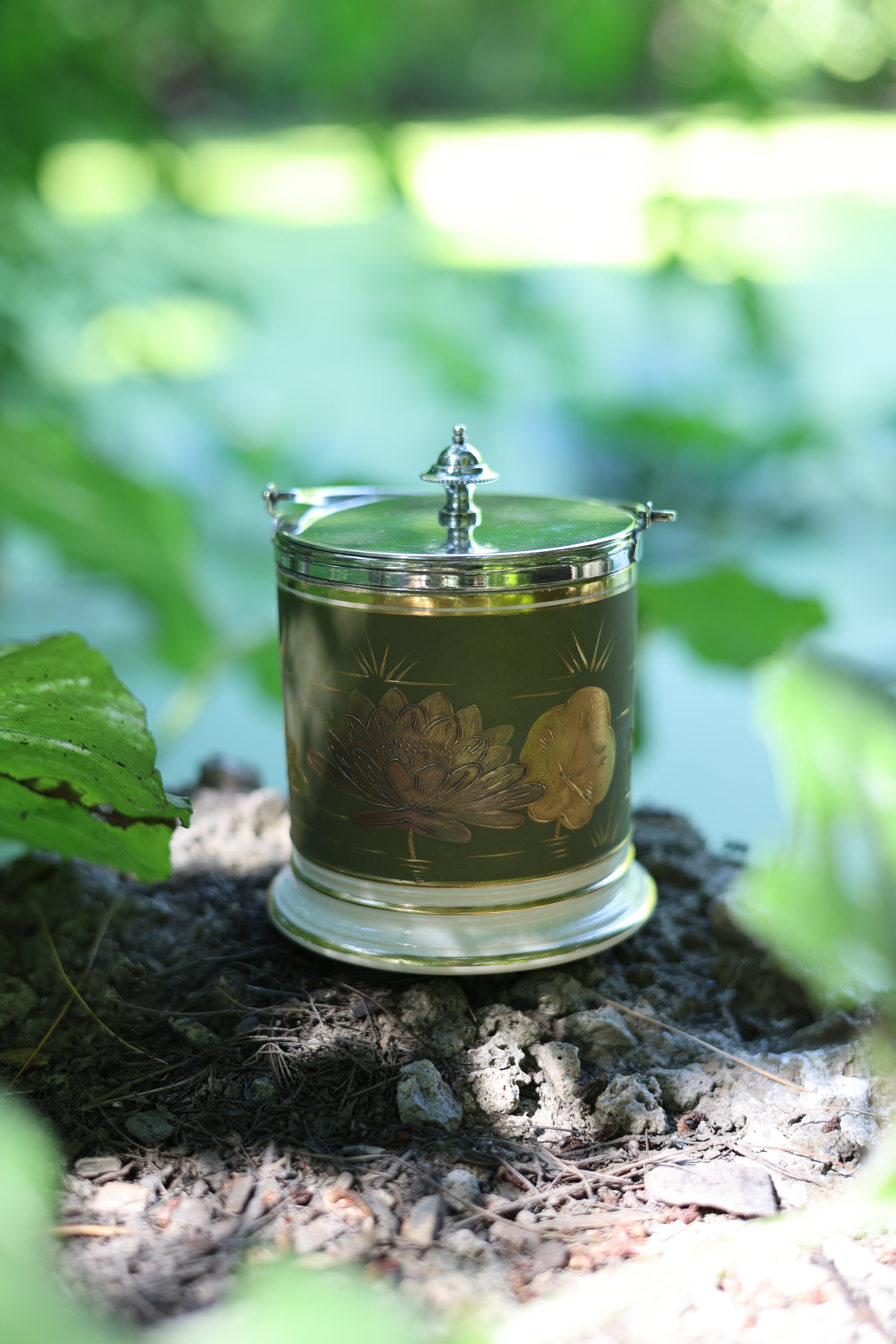 English Creamware Biscuit Barrel-3