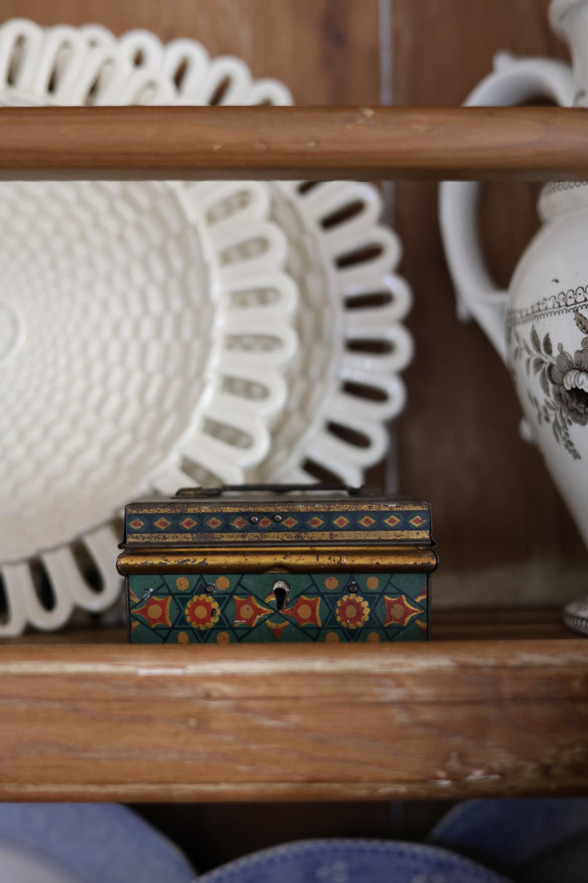 Folk Art Patterned Tin Money Bank