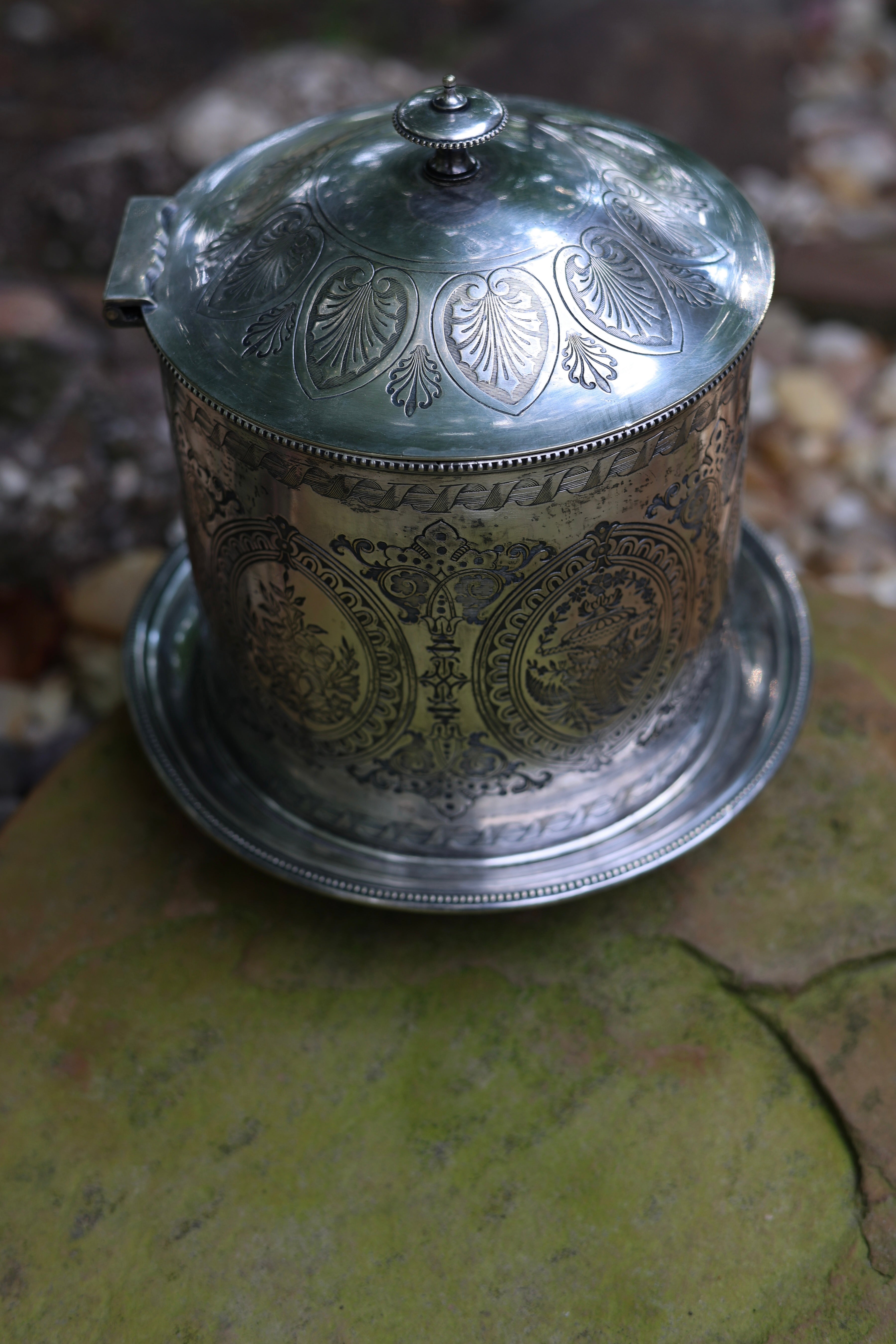 English Silver Plate Foliate Biscuit Jar-2