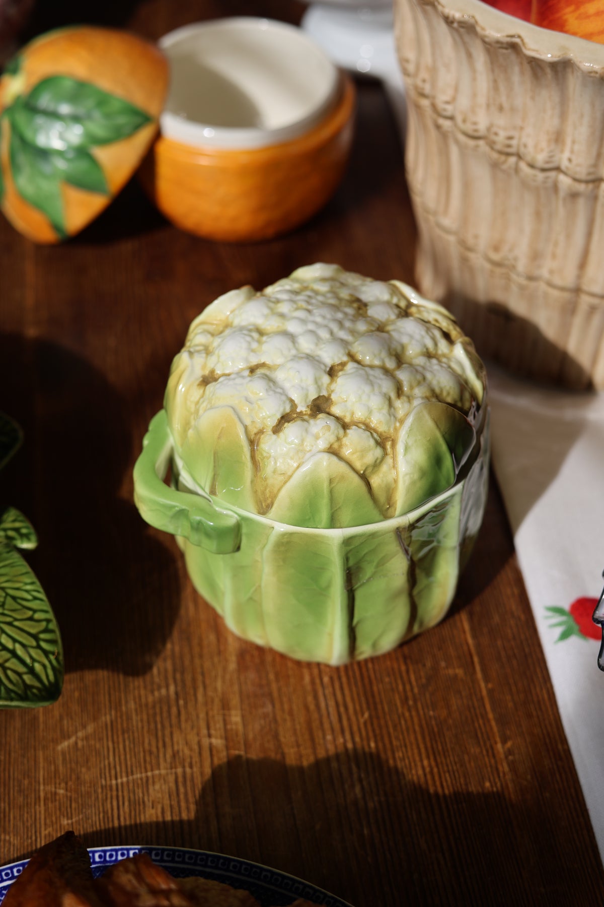 Cauliflower Condiment Jar with Pea Pod Spoon-1