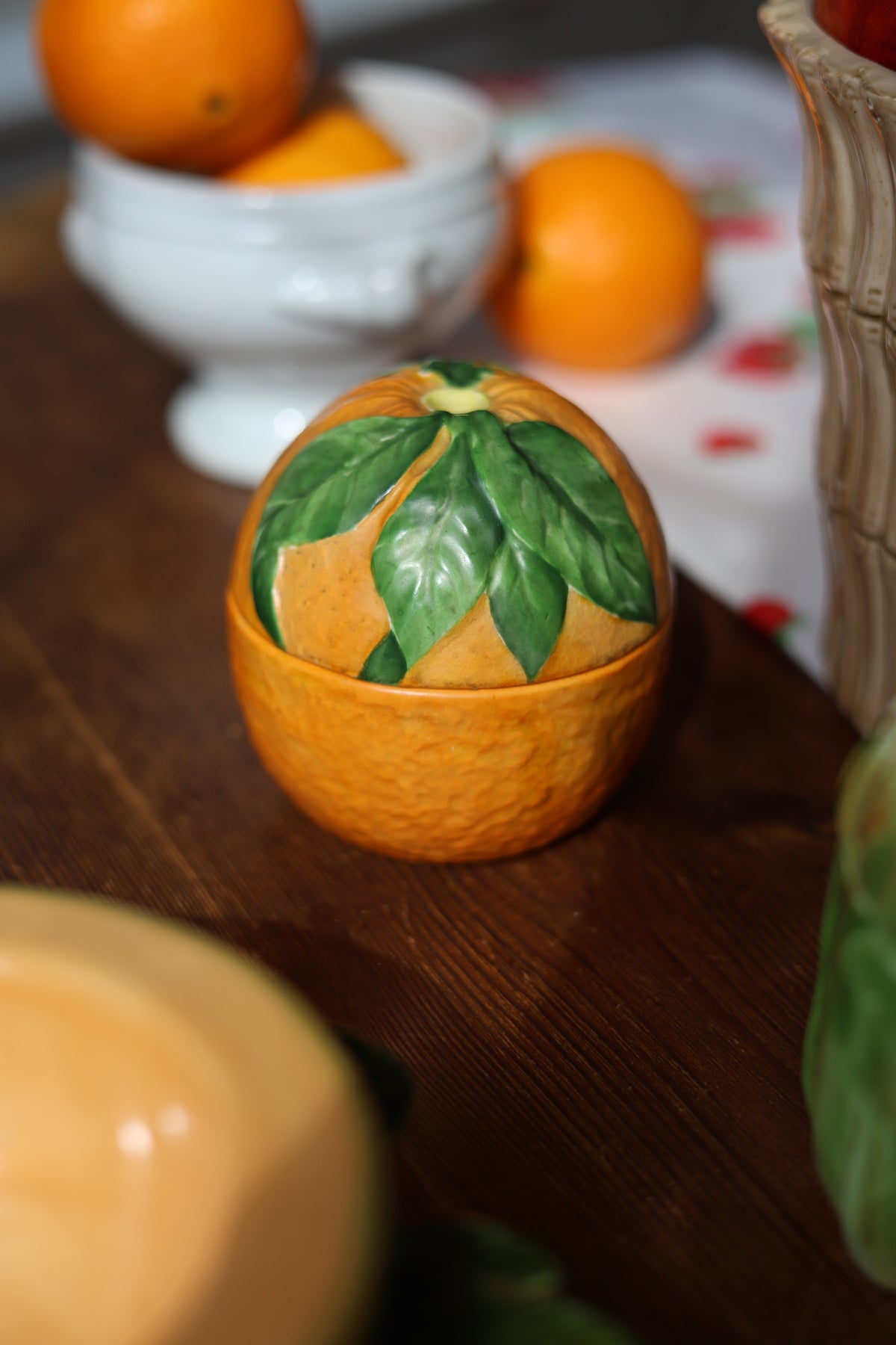 Hampshire Pottery Orange Marmalade Jar-1
