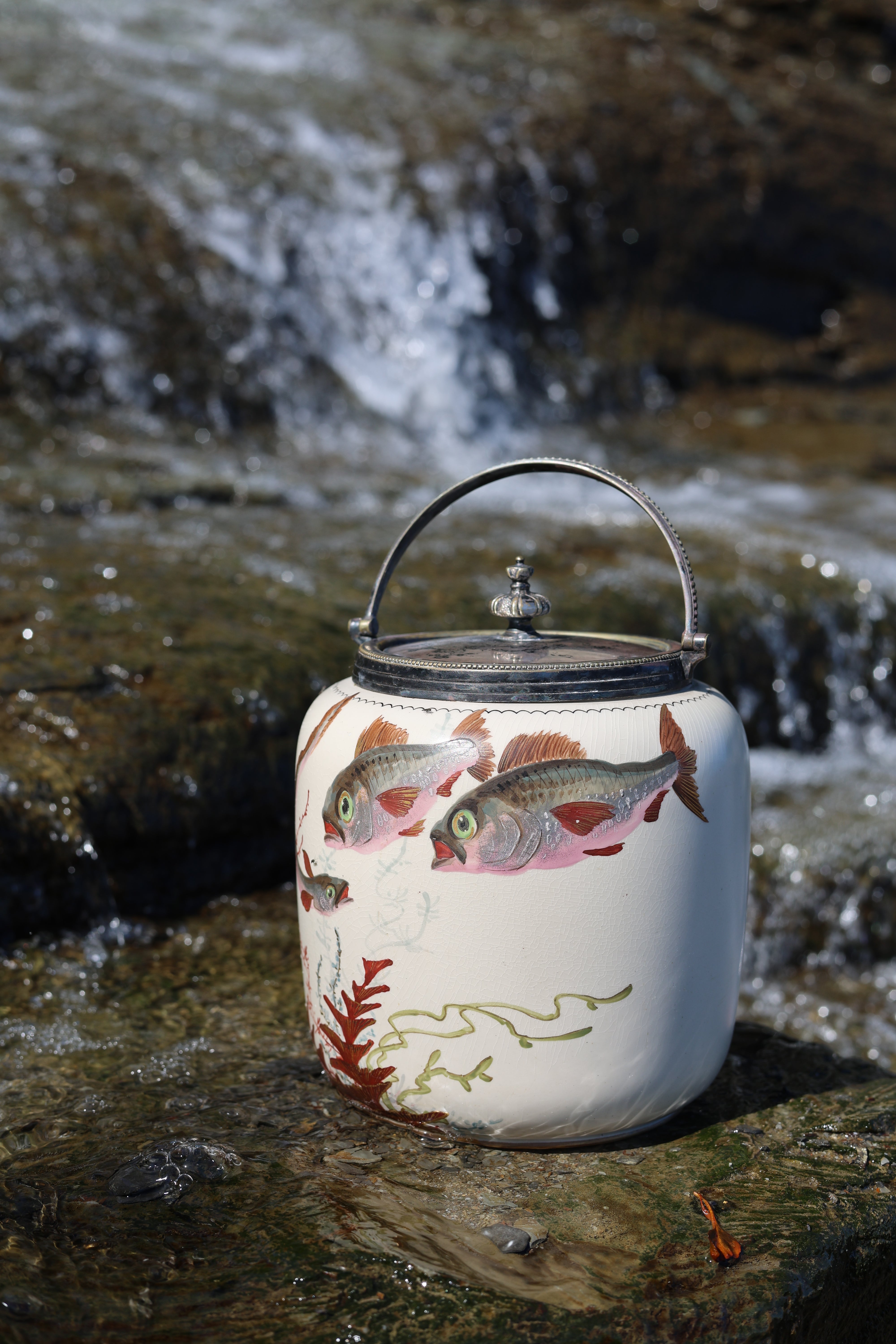 Royal Doulton Hand-Painted Fish Biscuit Barrel