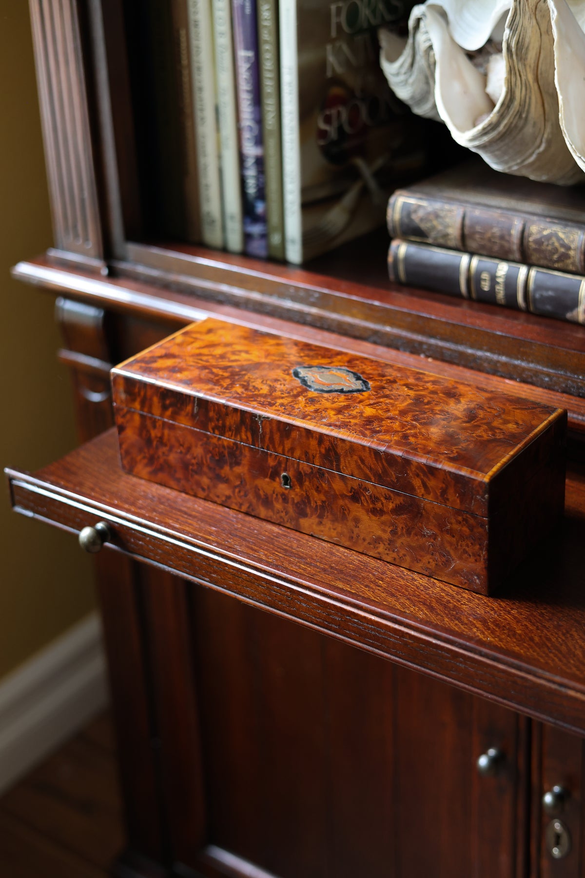 Napoleon III Burl Wood Glove Box