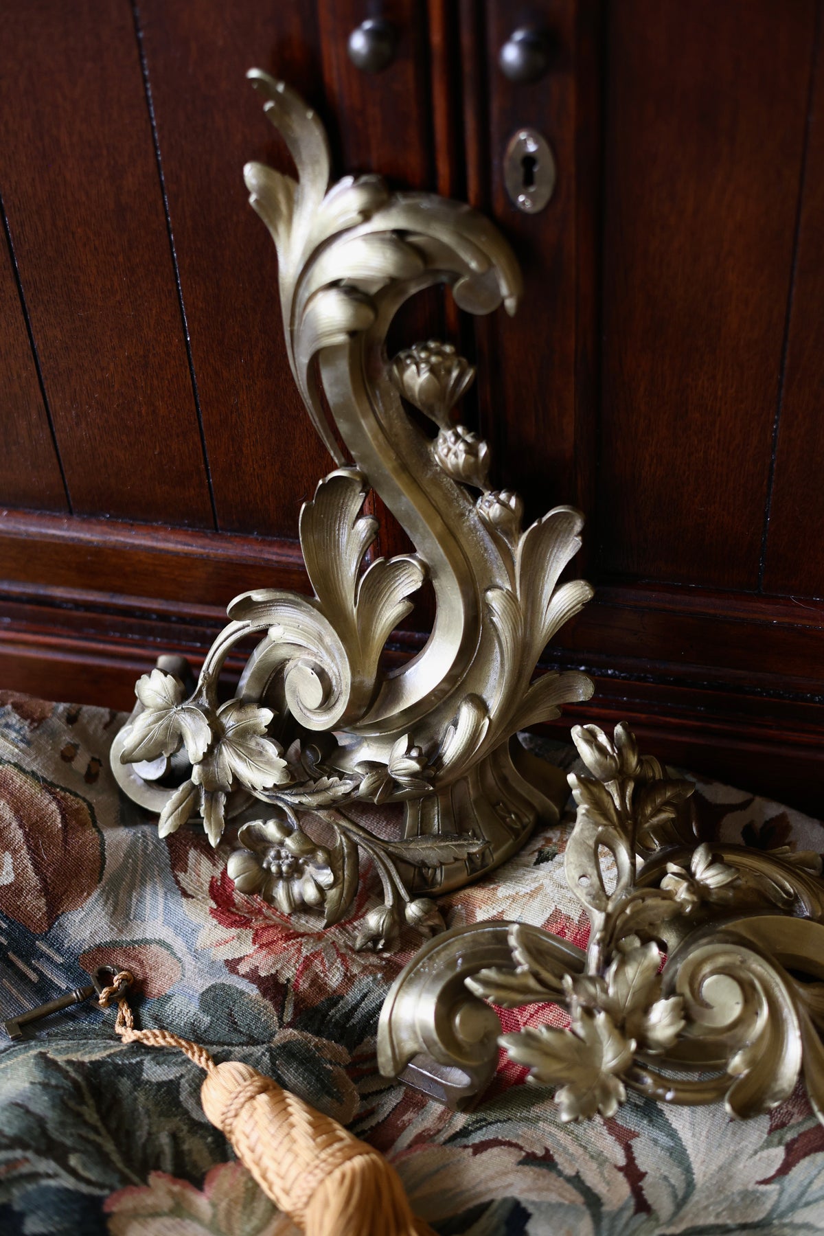 Louis XV Rocaille Floral Chenets