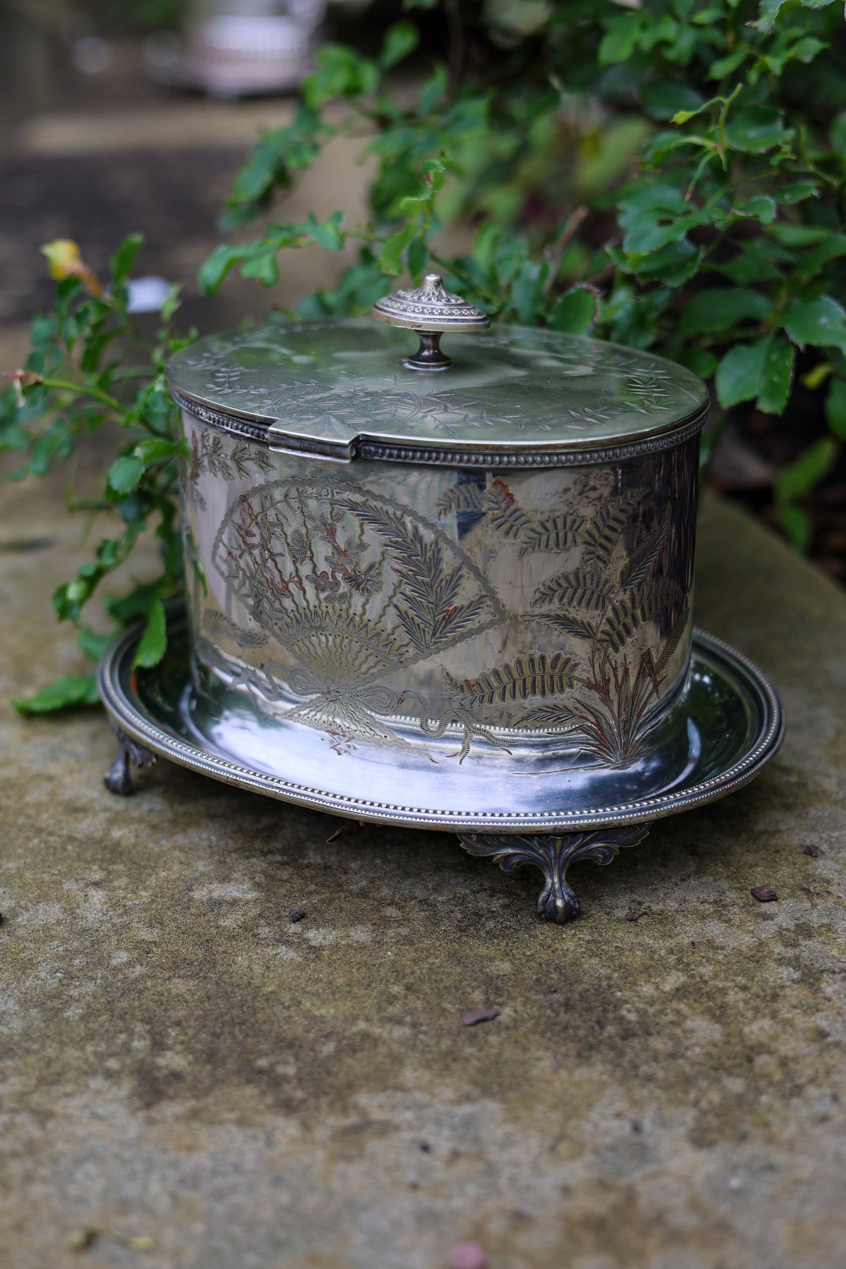 G&S Aesthetic Movement Silver Plate Biscuit Barrel-4