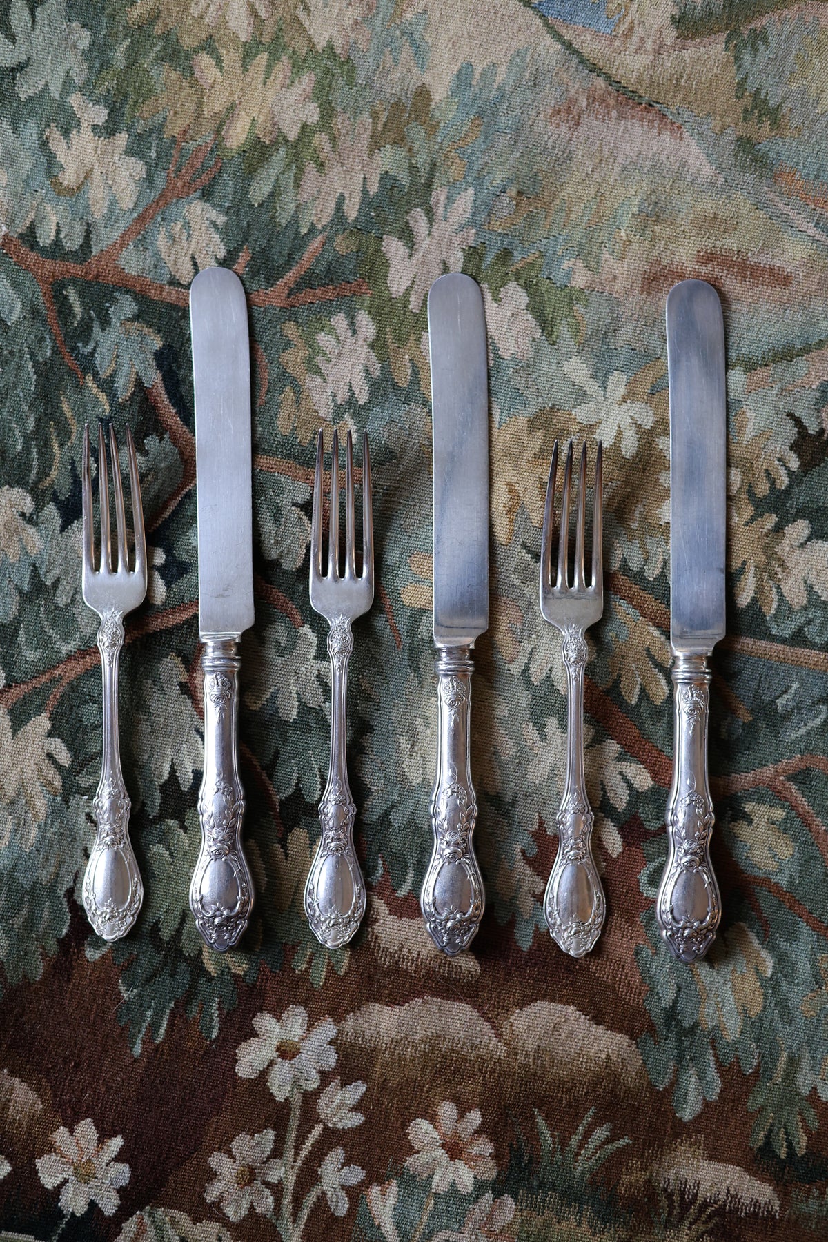 "Sharon" Pattern Knives & Forks, Set of 12-1