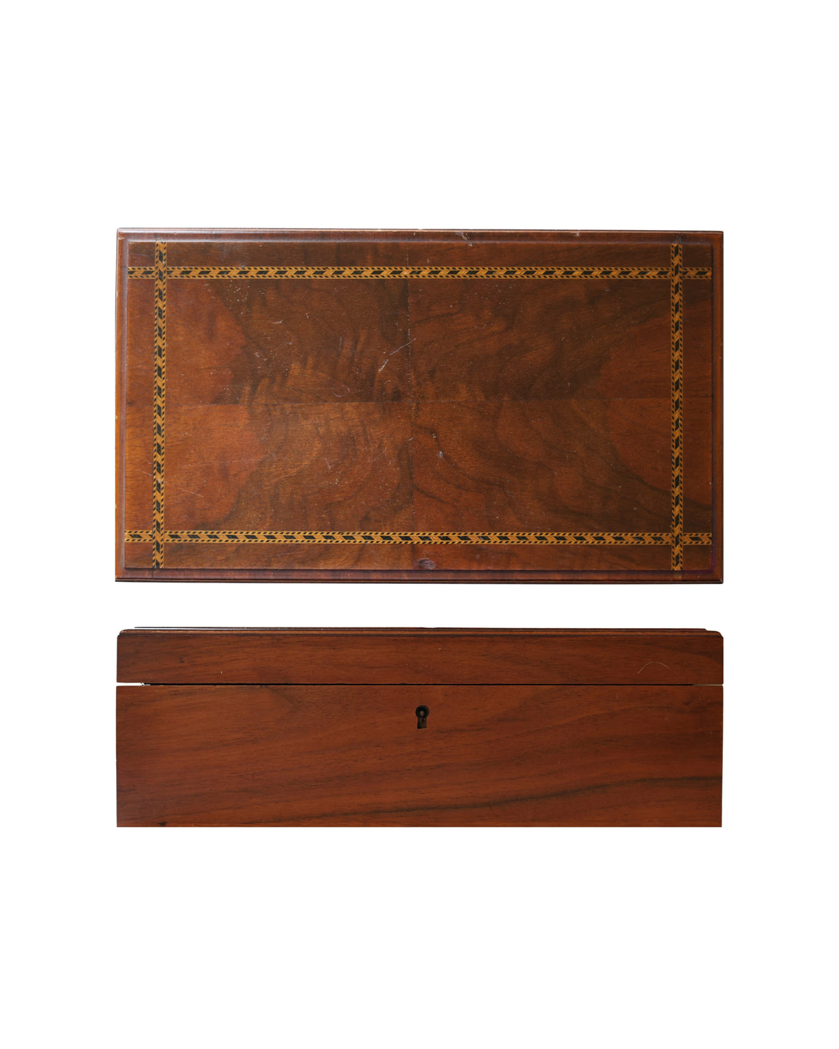 Velvet Lined Inlaid Mahogany Jewelry Box