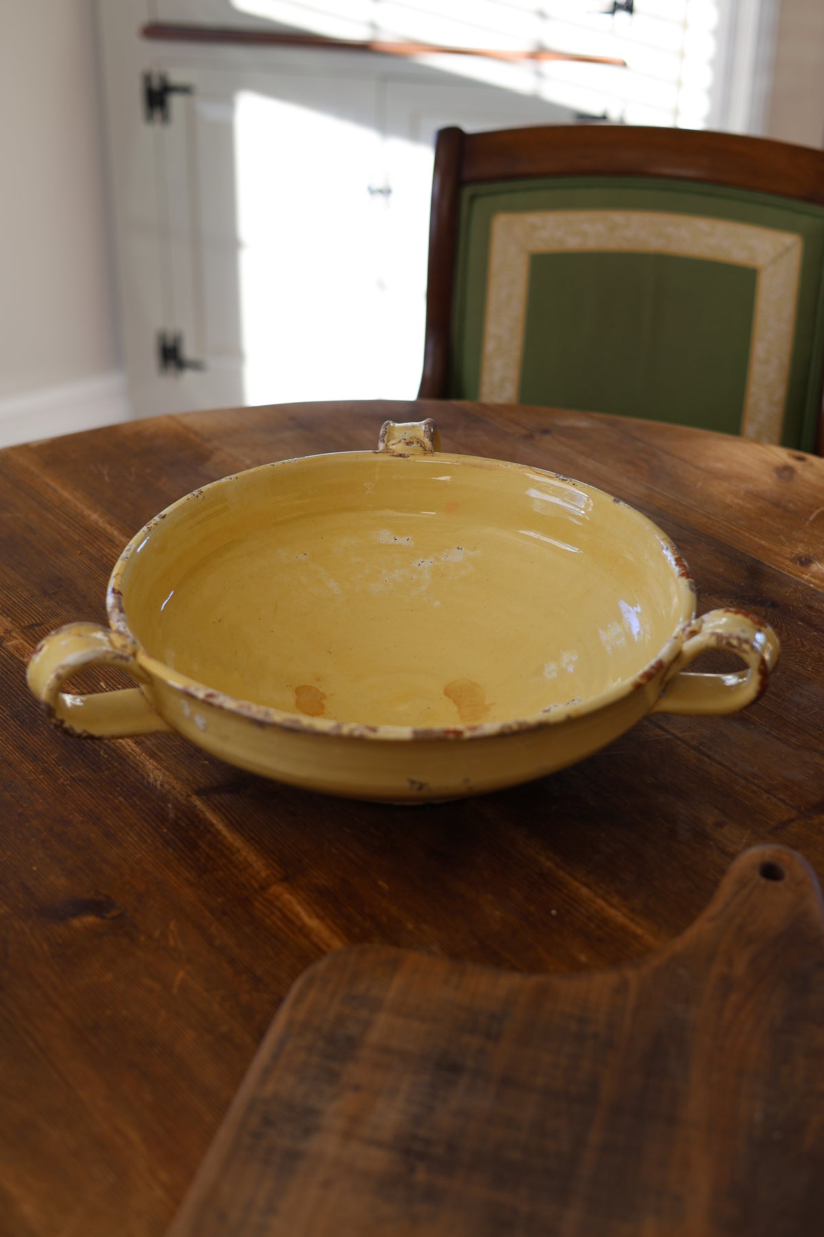 Tuscan Three-Handled Yellow Pottery Centerpiece-1