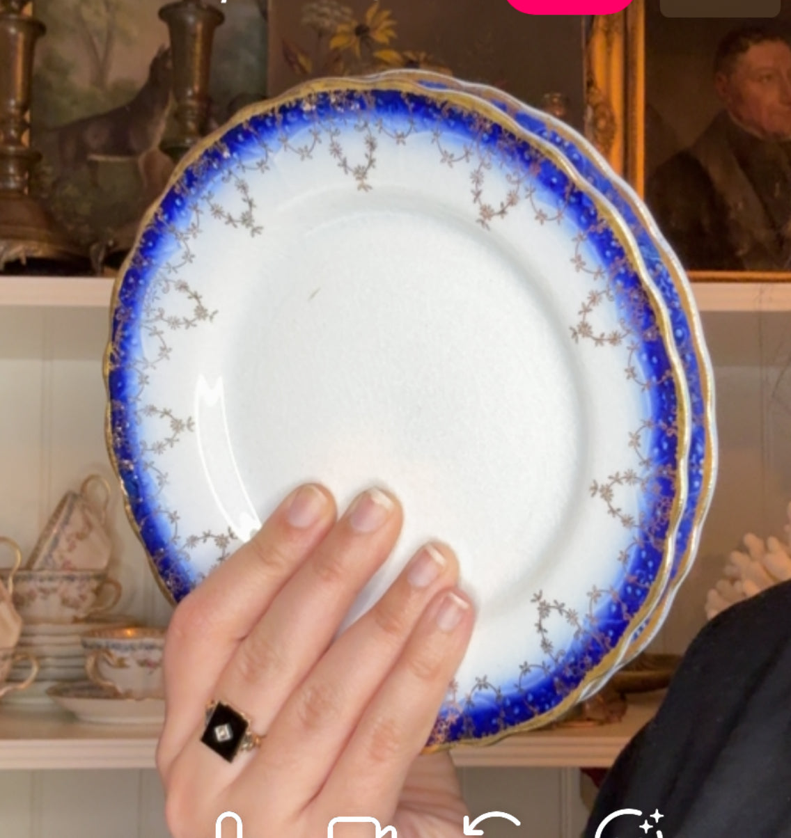 Pair of Cobalt Edge Bread Plates