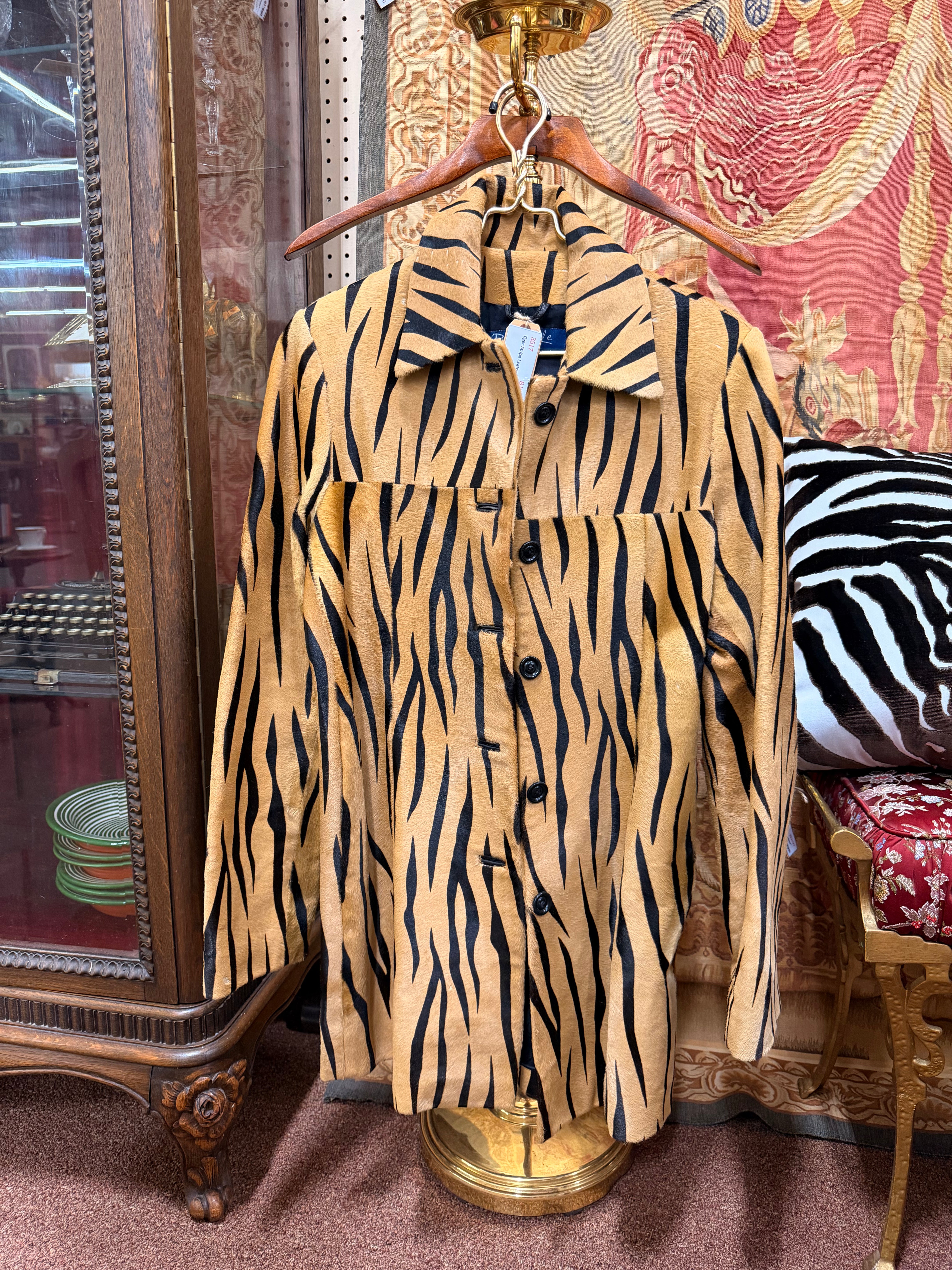 Leather Animal Print Coat-1