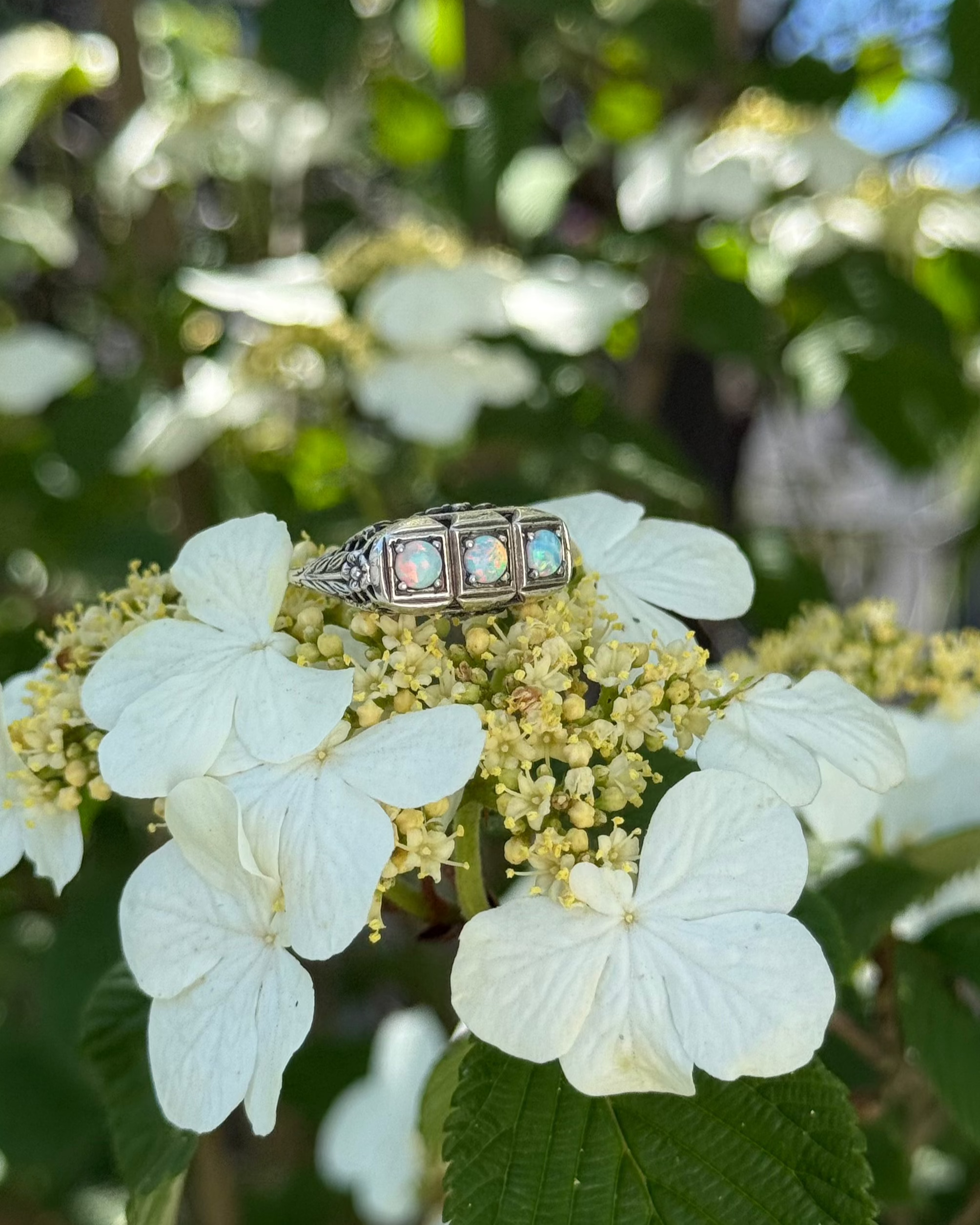 Art Deco Opal Trilogy Ring