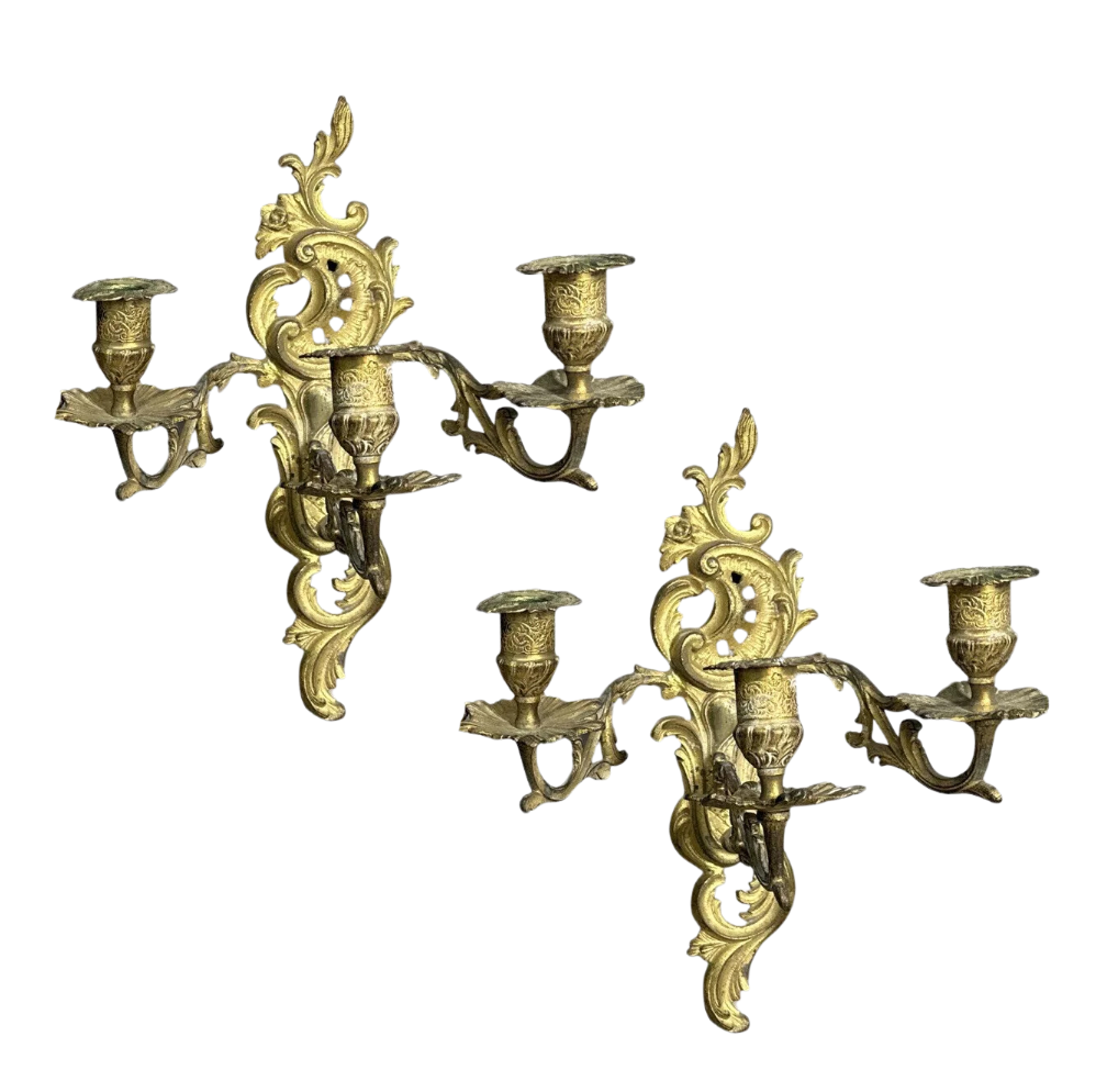 Gilt Gold Spelter Sconces