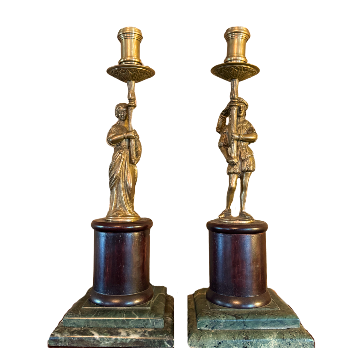 Figural Candle Holders on Marble