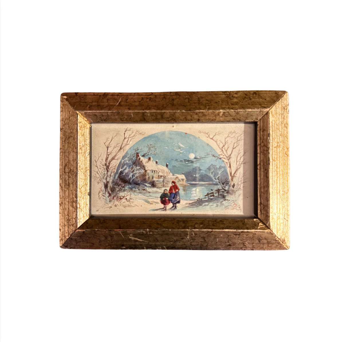 Antique Winter Watercolor Miniature Painting