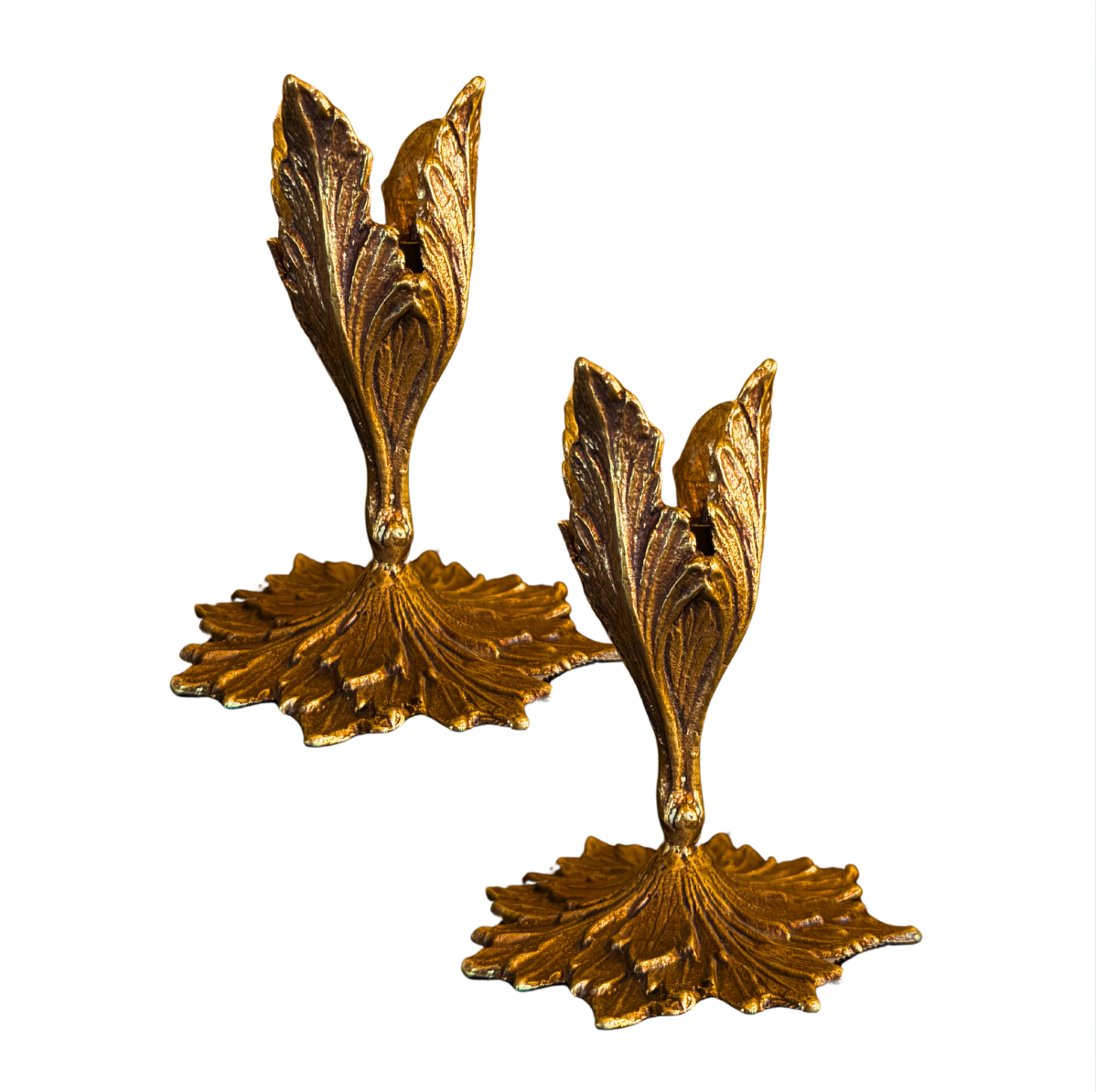 Brass Leaf Candle Holders