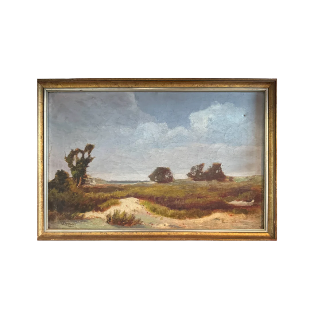 Coastal Landscape, Antique Oil on Canvas, F. Treasure