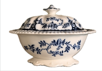 c. 1840-60 W. Adams Flow Blue "Japan" Sauce Boat