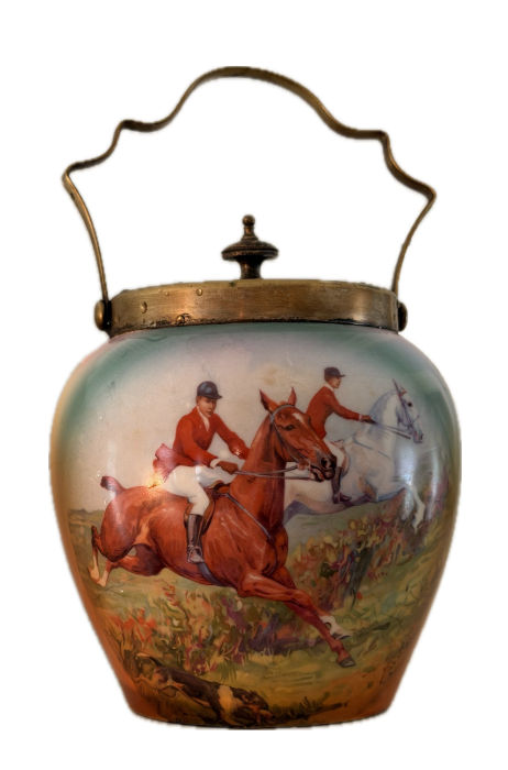 English Hunt Scene Biscuit Barrel