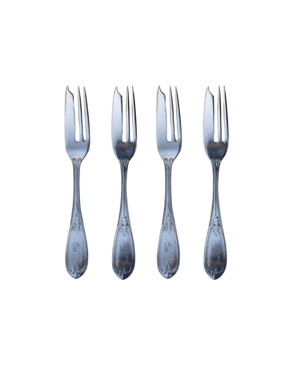 “K” Monogram "Olive" Pattern Pastry Forks-2