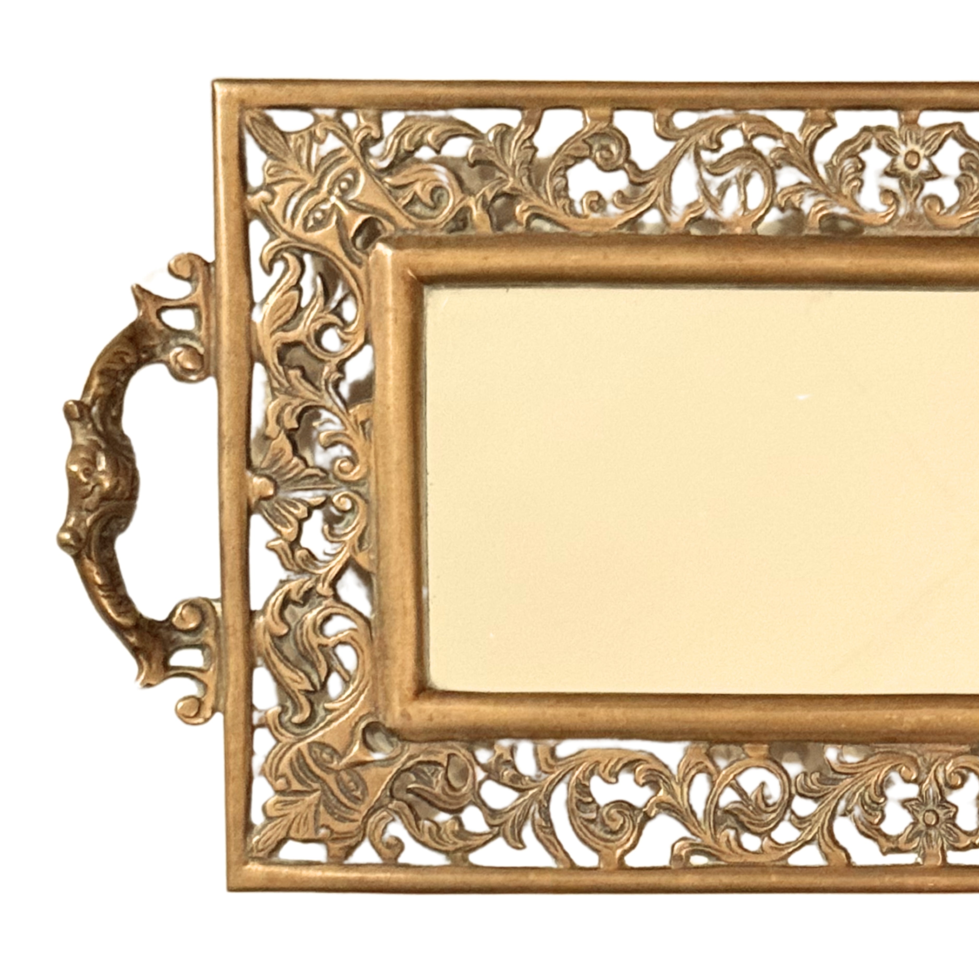 Ornate Brass Mirror Tray