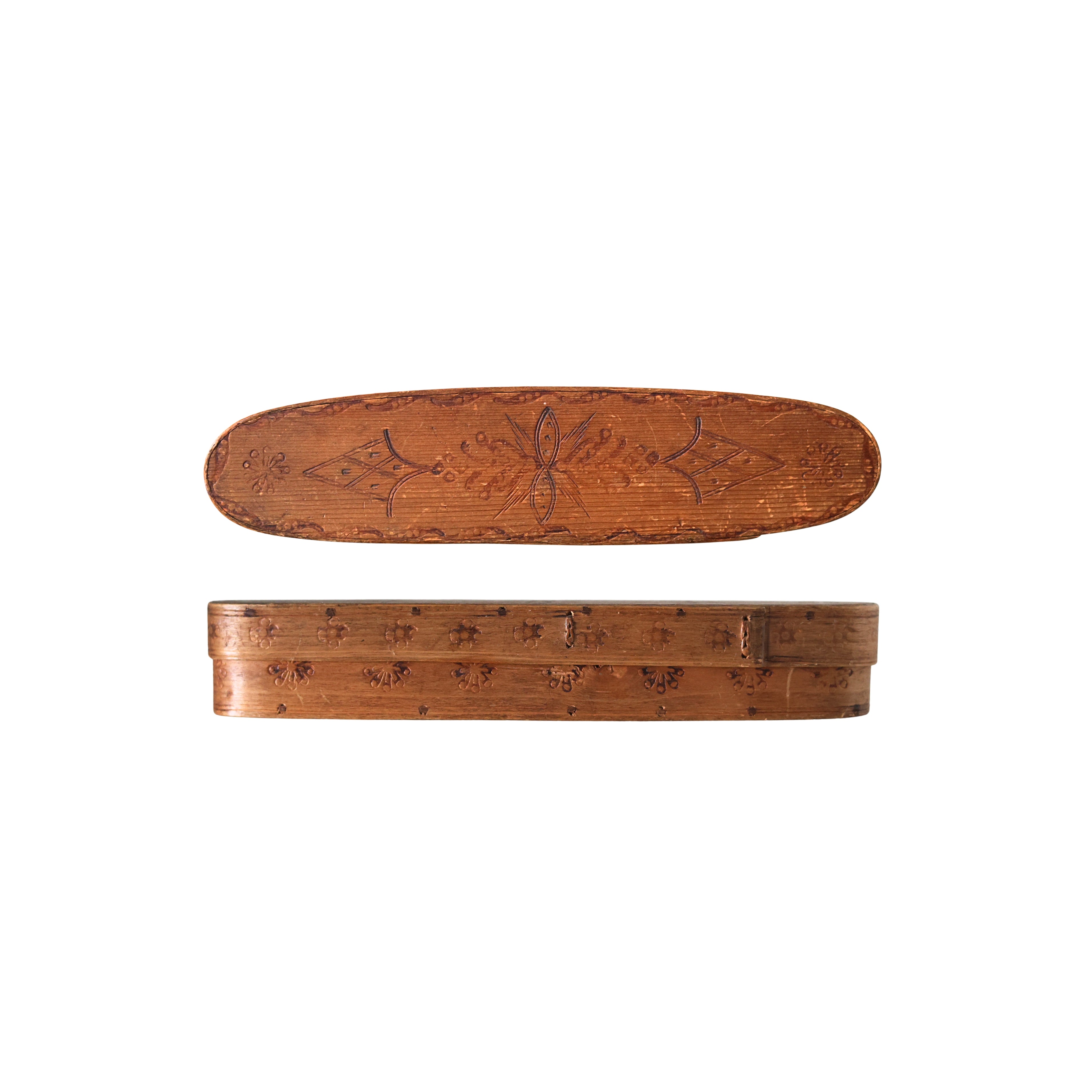 Scandinavian Bentwood Folk Art Pencil Box