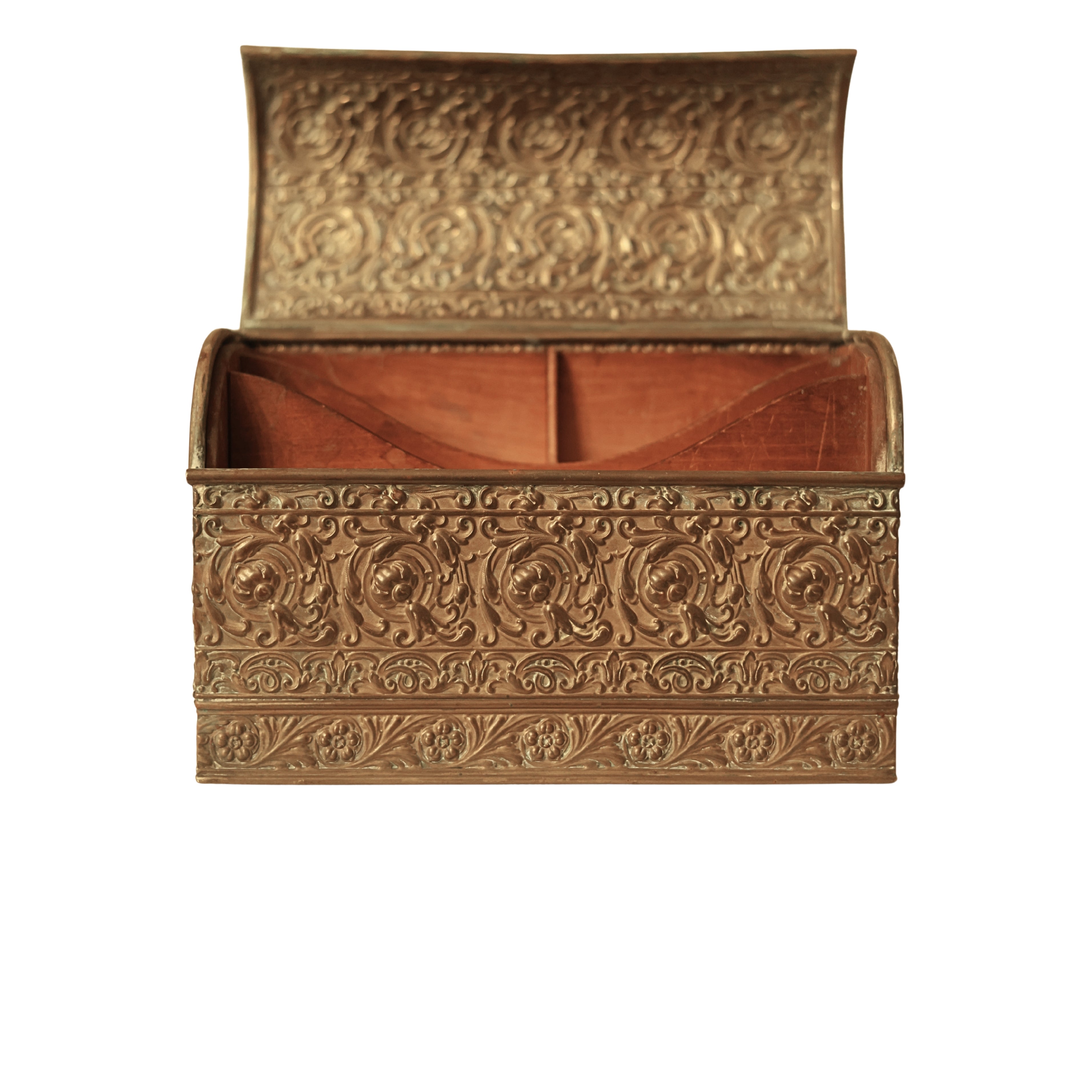 Repoussé Brass Hinged Stationery Box
