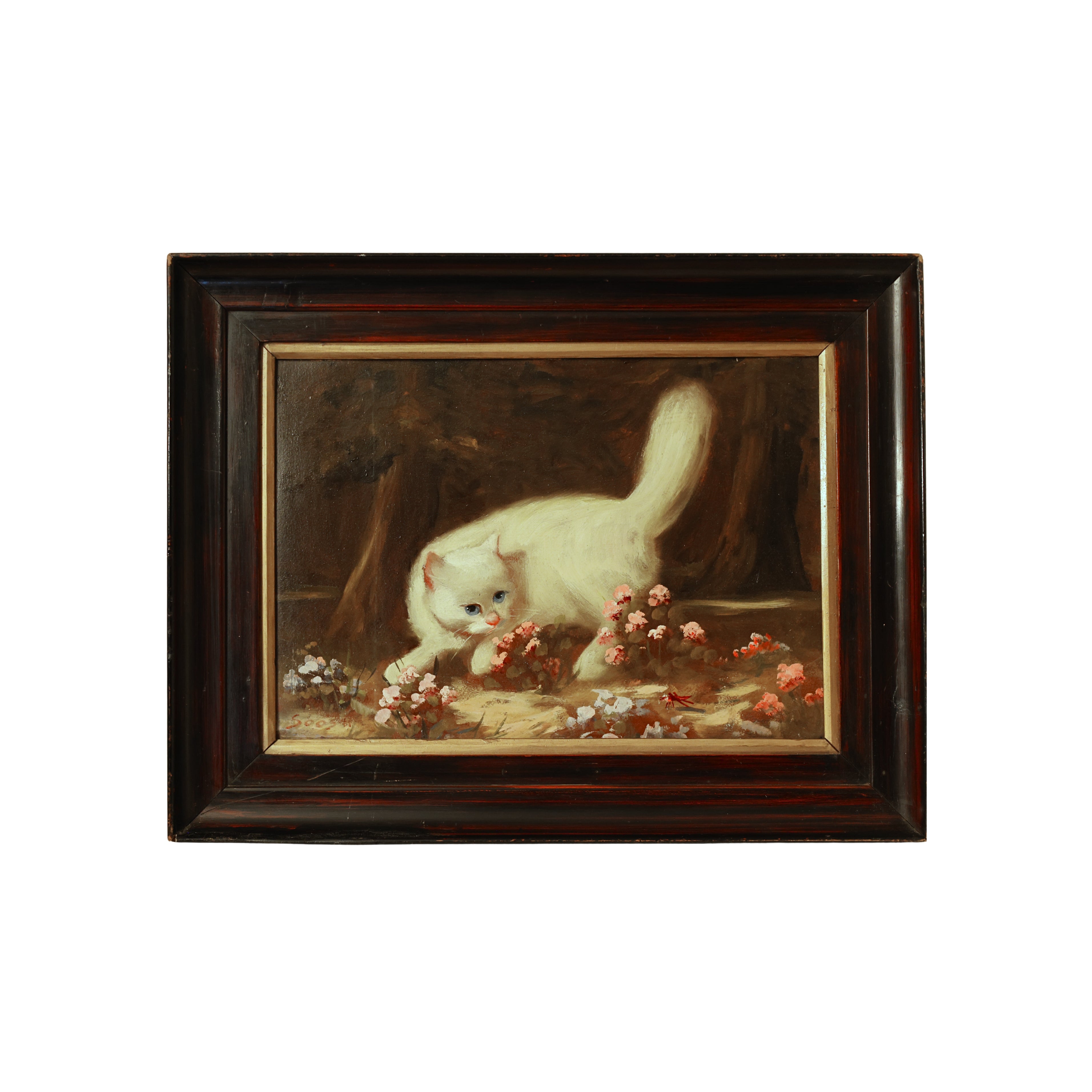 Cat Painting, Oil on Panel, Unknown Artist