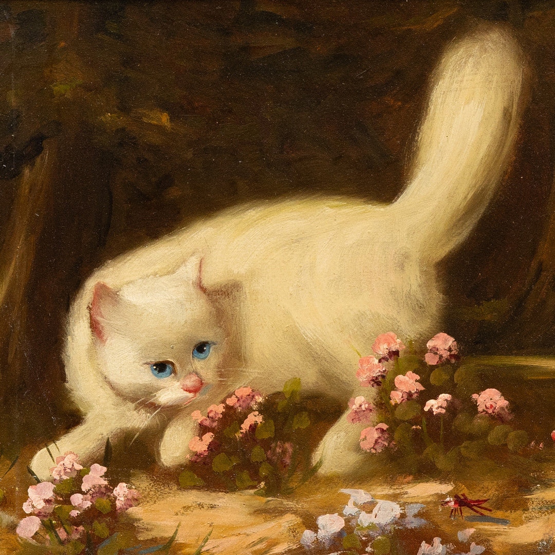 Cat Painting, Oil on Panel, Unknown Artist