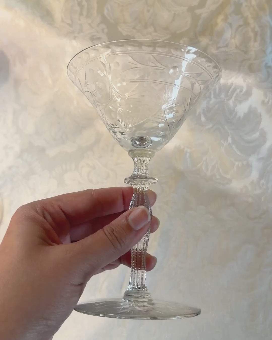 Morgantown Cut Floral Martini Glasses-3