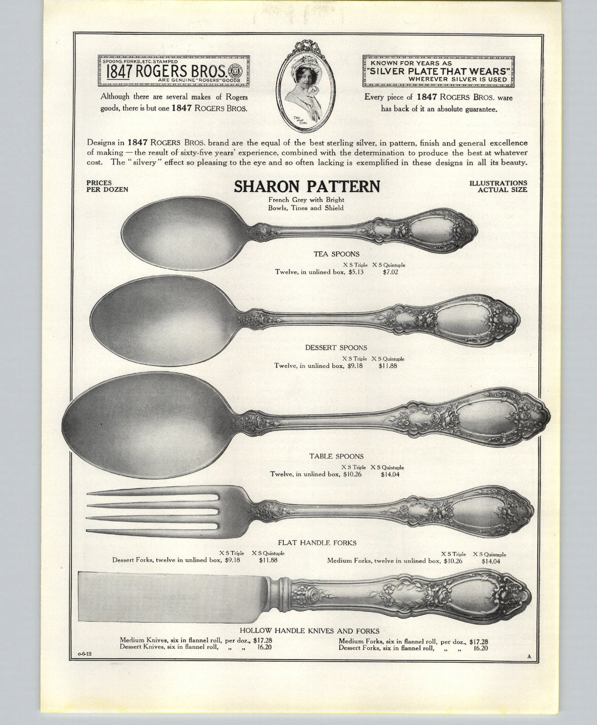 "Sharon" Pattern Knives & Forks, Set of 12-6
